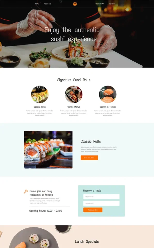 Modèle de site Sushi bar — WordPress par WPUltime