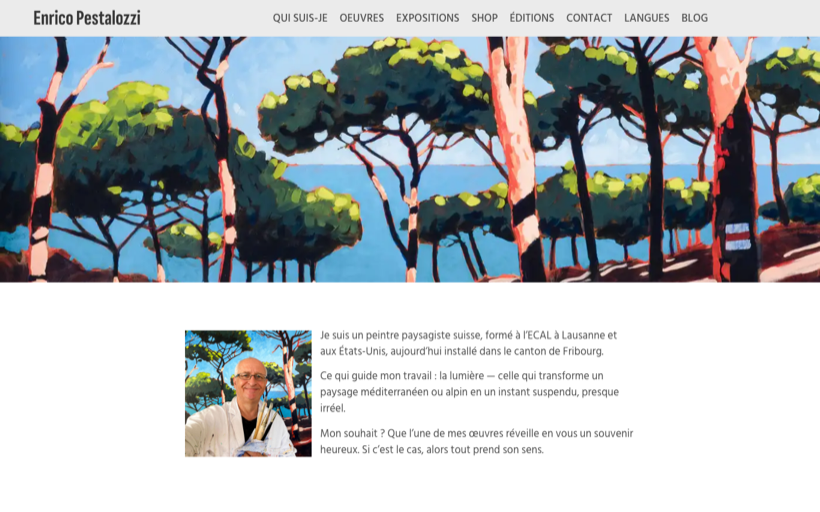 Site WordPress Enrico Pestalozzi Art créé par WPUltime