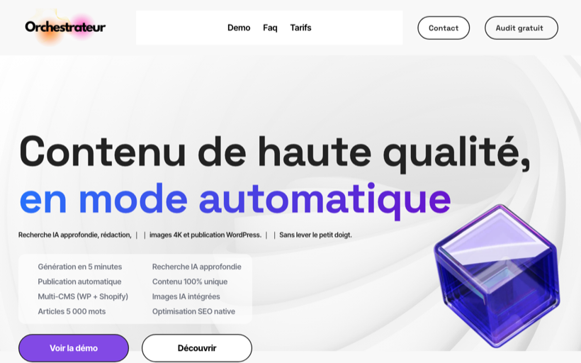 Site WordPress Orchestrateur créé par WPUltime